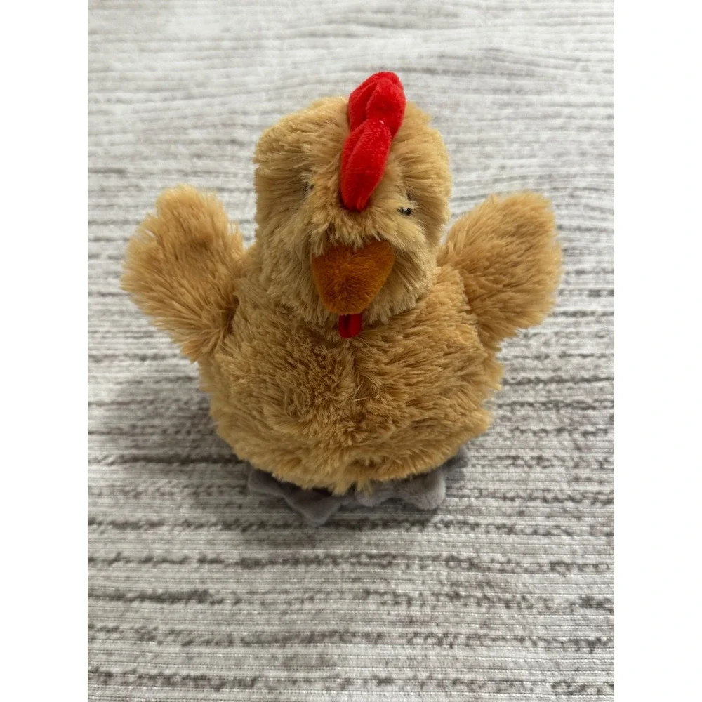 Plush Chicken Squeaker Ball Dog Toy Brown Hen Soft Fuzzy Pet Toy 7 Inch